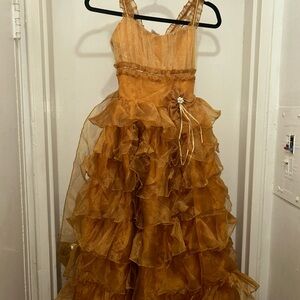 Elegant Gold Kids Formal Dress